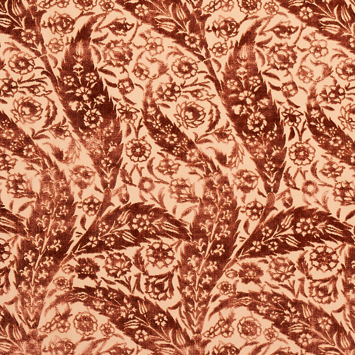 Saz Paisley Velvet Terracotta 80781 by Schumacher Fabric Schumacher Fabric Saz Paisley Velvet Terracotta 80781Fabric SILK 51% INDIA </p><p>Repeat: H: HORZ. 13 2/5" (34CM), V: VERT. 31 1/2" (80CM) 54.75 - Fabric Carolina -
