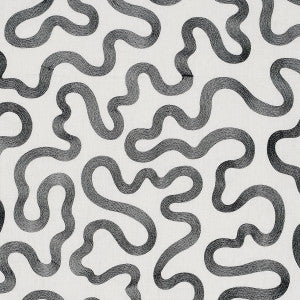 Riley Embroidery Black On Ivory 80791 by Schumacher Fabric
