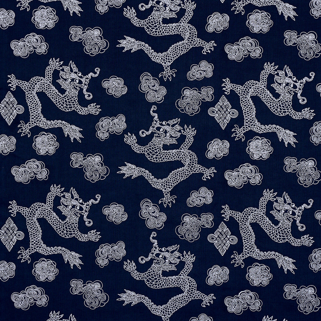 Dragon Embroidery - Navy by Schumacher Fabric