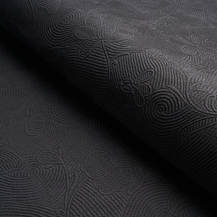 Quilted Scroll Matelasse Pitch Black 81591 by Schumacher Fabric Schumacher Fabric Quilted Scroll Matelasse Pitch Black 81591Fabric COTTON 100% ITALY </p><p>Repeat: H: 27 1/2" (70CM), V: 27 1/2" (70CM) 53 1/3" (136CM) - Fabric Carolina -