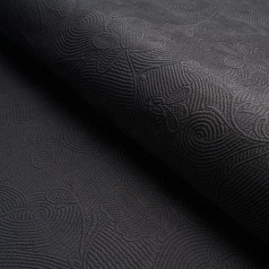 Quilted Scroll Matelasse Pitch Black 81591 by Schumacher Fabric