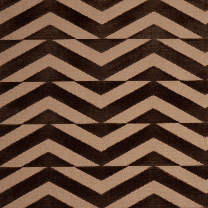 Broken Chevron Cut Velvet Brown On Camel 81811 by Schumacher Fabric Schumacher Fabric Broken Chevron Cut Velvet Brown On Camel 81811Fabric VISCOSE 82% INDIA </p><p>Repeat: H: HORZ. 9" (23CM), V: VERT. 3 1/2" (8CM) 53 1/2" (136CM) - Fabric Carolina -