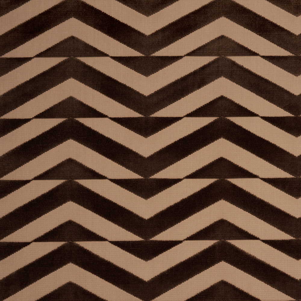 Broken Chevron Cut Velvet Brown On Camel 81811 by Schumacher Fabric Schumacher Fabric Broken Chevron Cut Velvet Brown On Camel 81811Fabric VISCOSE 82% INDIA </p><p>Repeat: H: HORZ. 9" (23CM), V: VERT. 3 1/2" (8CM) 53 1/2" (136CM) - Fabric Carolina -