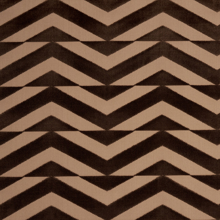 Broken Chevron Cut Velvet Brown On Camel 81811 by Schumacher Fabric Schumacher Fabric Broken Chevron Cut Velvet Brown On Camel 81811Fabric VISCOSE 82% INDIA </p><p>Repeat: H: HORZ. 9" (23CM), V: VERT. 3 1/2" (8CM) 53 1/2" (136CM) - Fabric Carolina -
