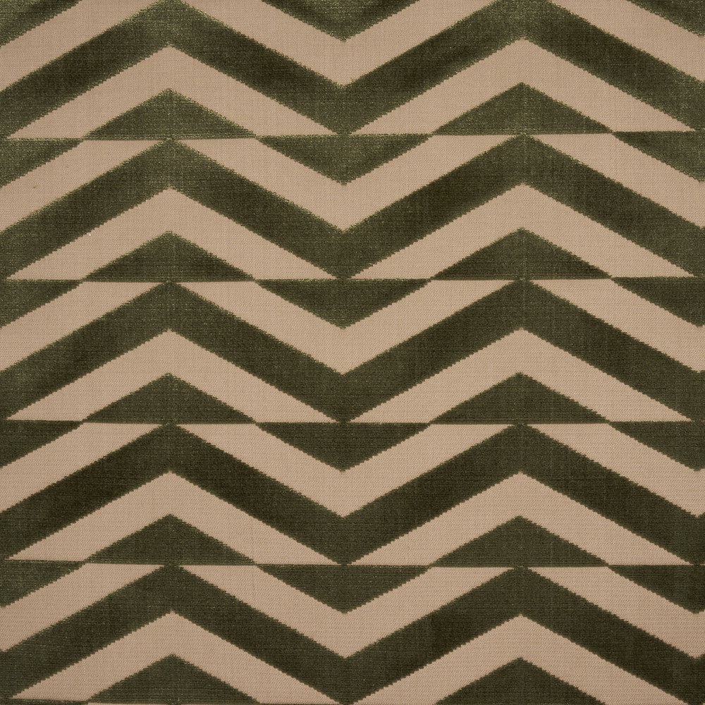 Broken Chevron Cut Velvet Olive On Khaki 81812 by Schumacher Fabric Schumacher Fabric Broken Chevron Cut Velvet Olive On Khaki 81812Fabric VISCOSE 82% INDIA </p><p>Repeat: H: HORZ. 9" (23CM), V: VERT. 3 1/2" (8CM) 54" (137CM) - Fabric Carolina -