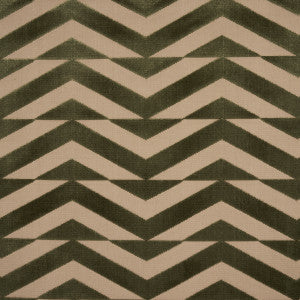 Broken Chevron Cut Velvet Olive On Khaki 81812 by Schumacher Fabric