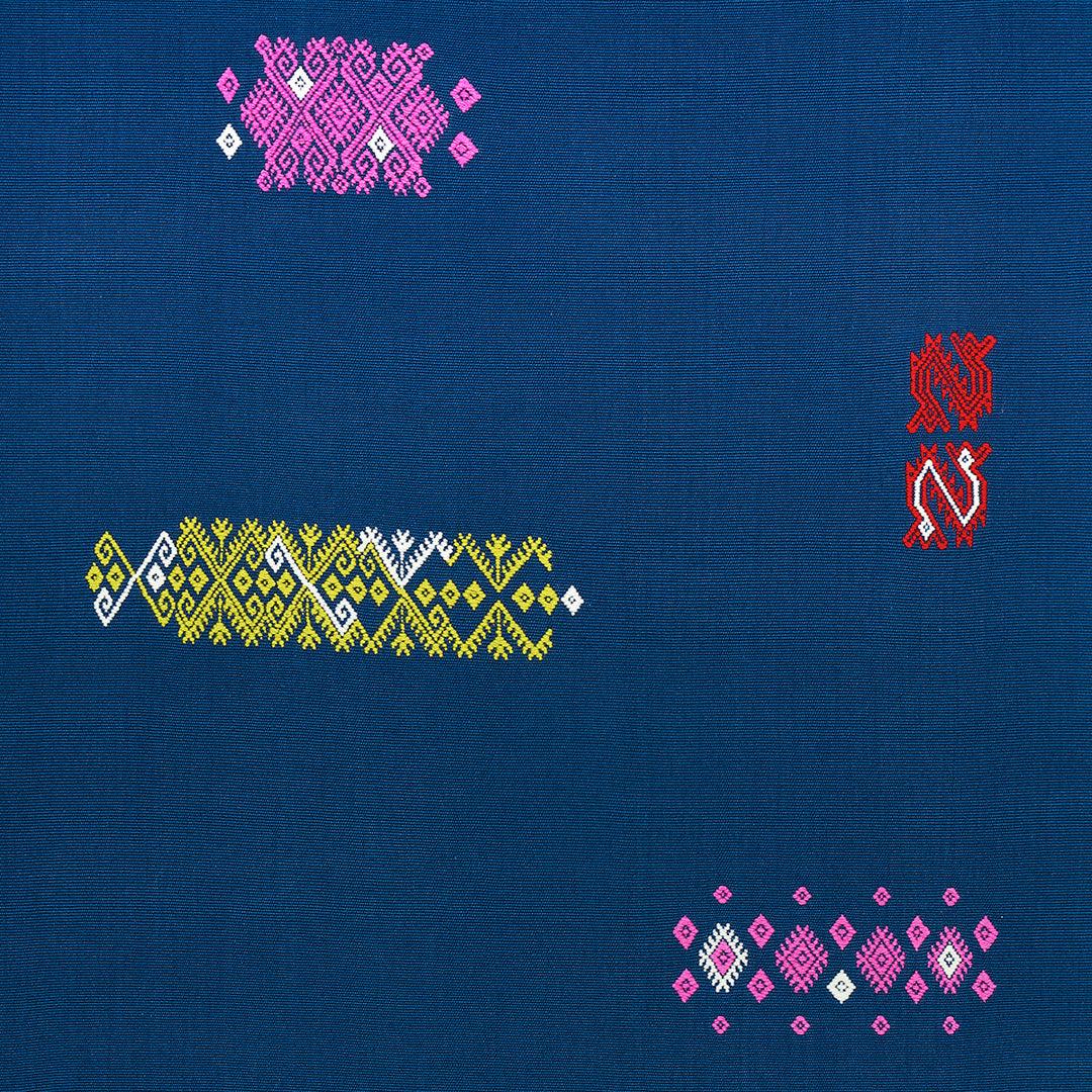 Balamil Handwoven Panel - Multi On Navy By 82041 Fabric