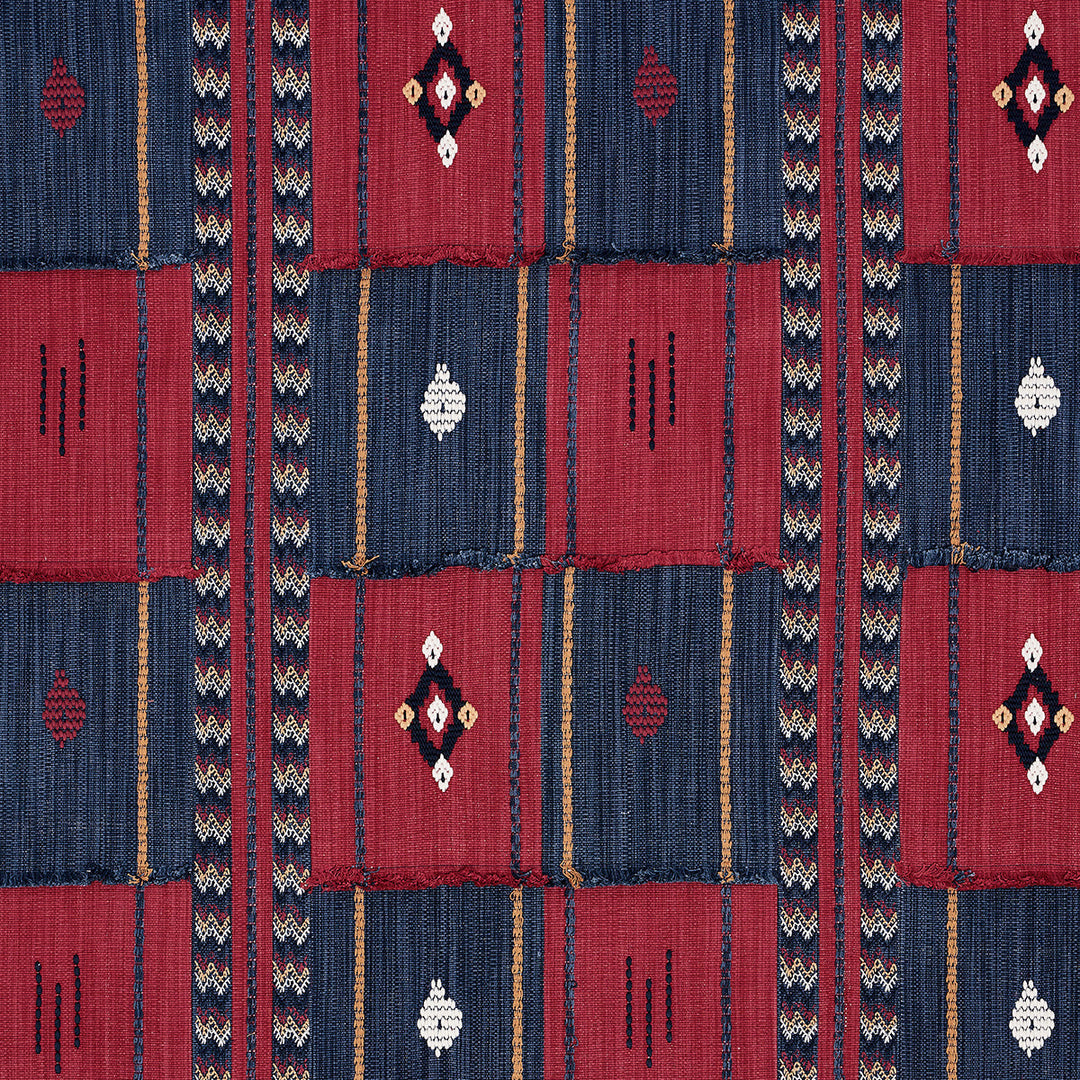 Aravali Patchwork - Cerise And Ink by Schumacher Fabric