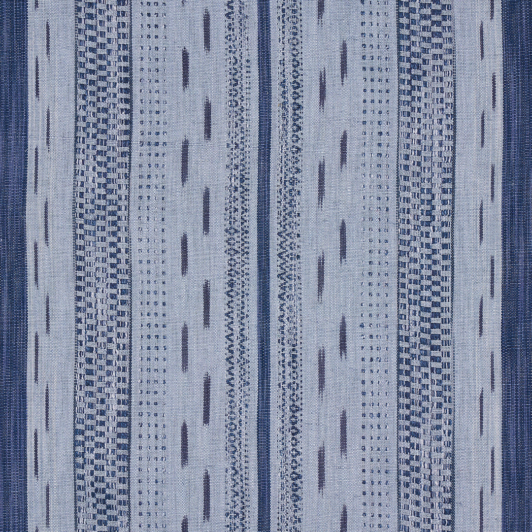 Mirza Ikat Stripe - Indigo On Chambray by Schumacher Fabric
