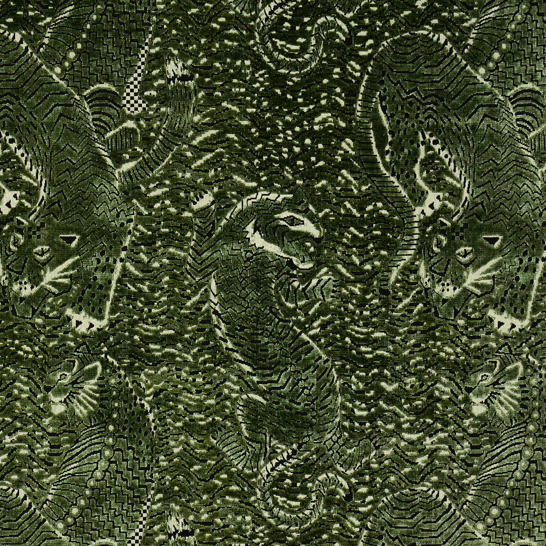 Tigress Velvet - Malachite by Schumacher Fabric