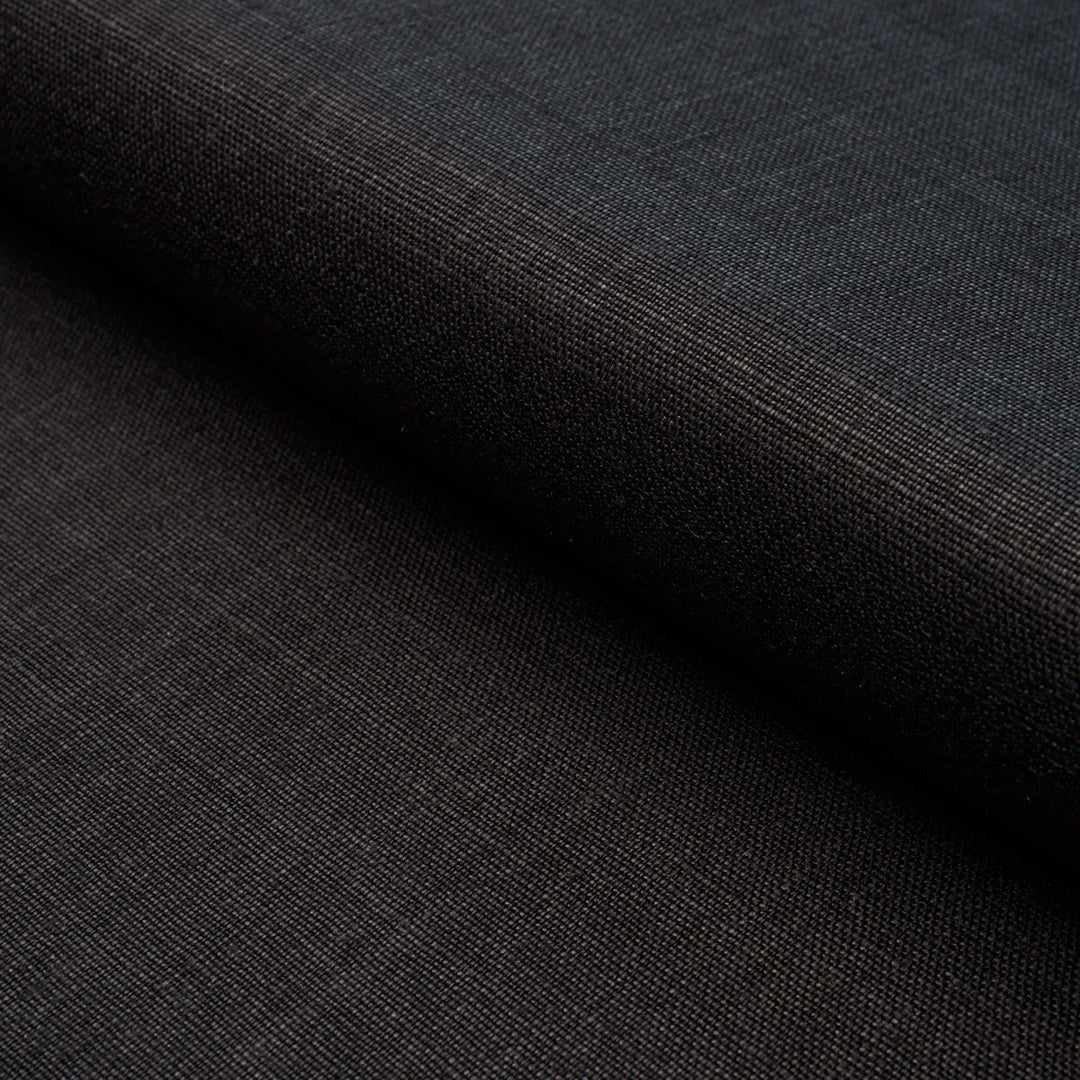 Leo Glazed Linen - Black by Schumacher Fabric