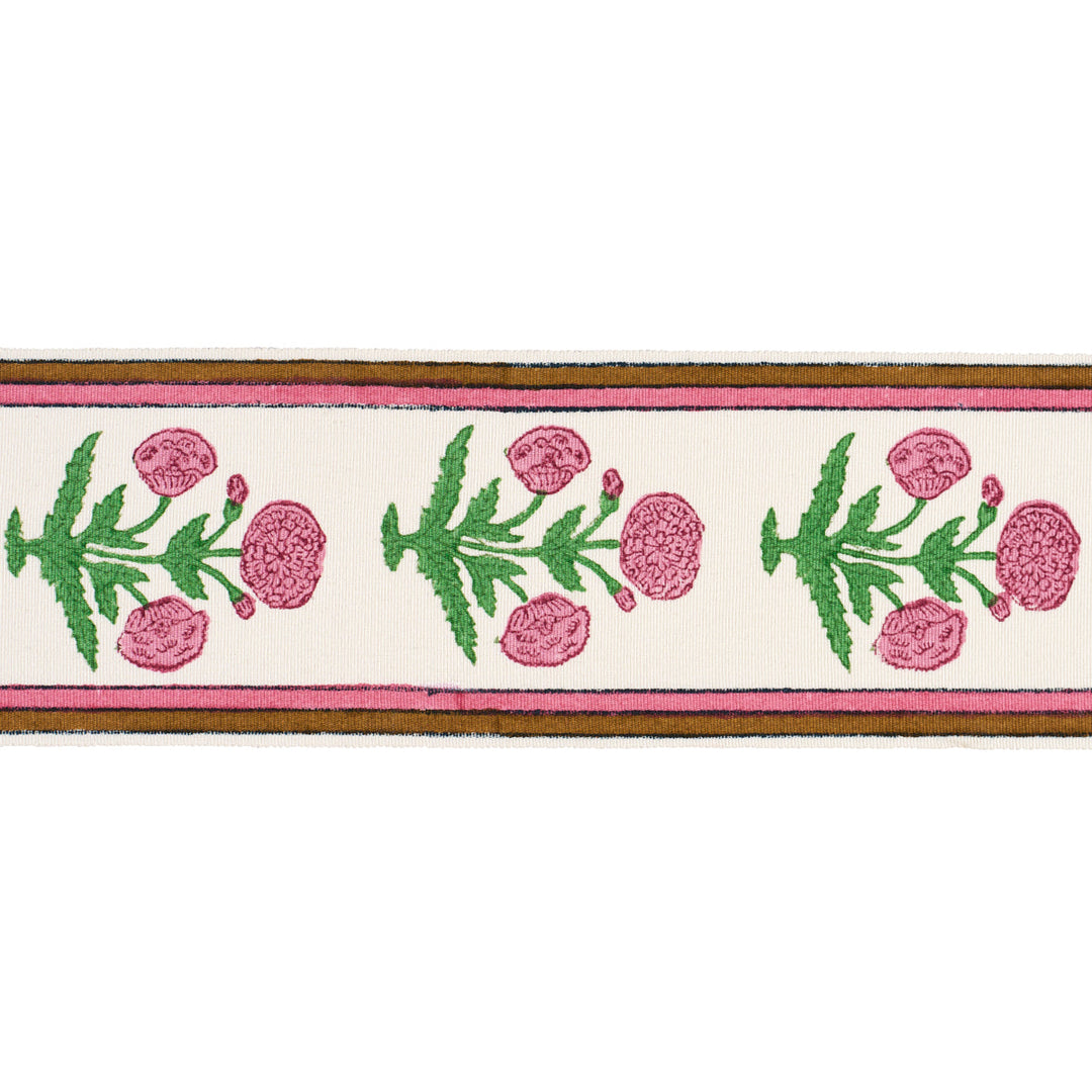 Poppy Hand Block Trim - Pink by Schumacher Trim