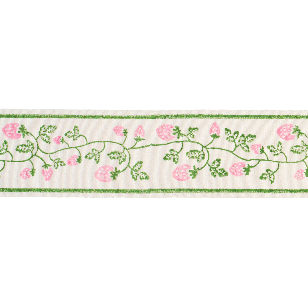 Strawberry Trail Hand Block Trim - Green by Schumacher Trim