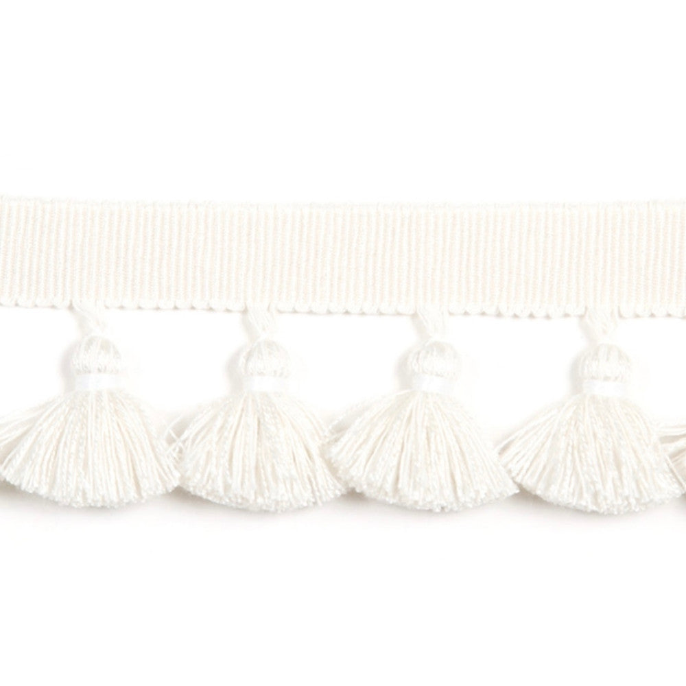 Hellenic Key Tassel Fringe White by Europatex Fabric Hellenic 47% Fibranne, 44% Cotton, 9% Polyester 1.75 inches - Fabric Carolina -