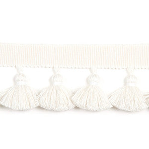 Hellenic Key Tassel Fringe White by Europatex Fabric