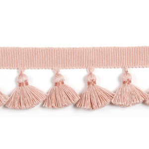 Hellenic Key Tassel Fringe Ballet Pink by Europatex Fabric