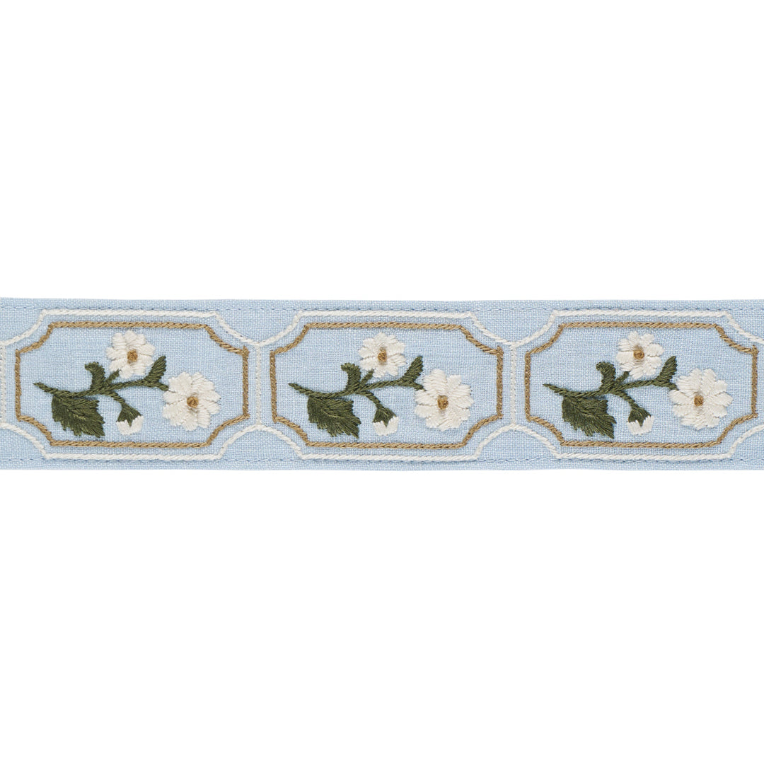 Jolie Hand Embroidered Tape - Sky by Schumacher Trim