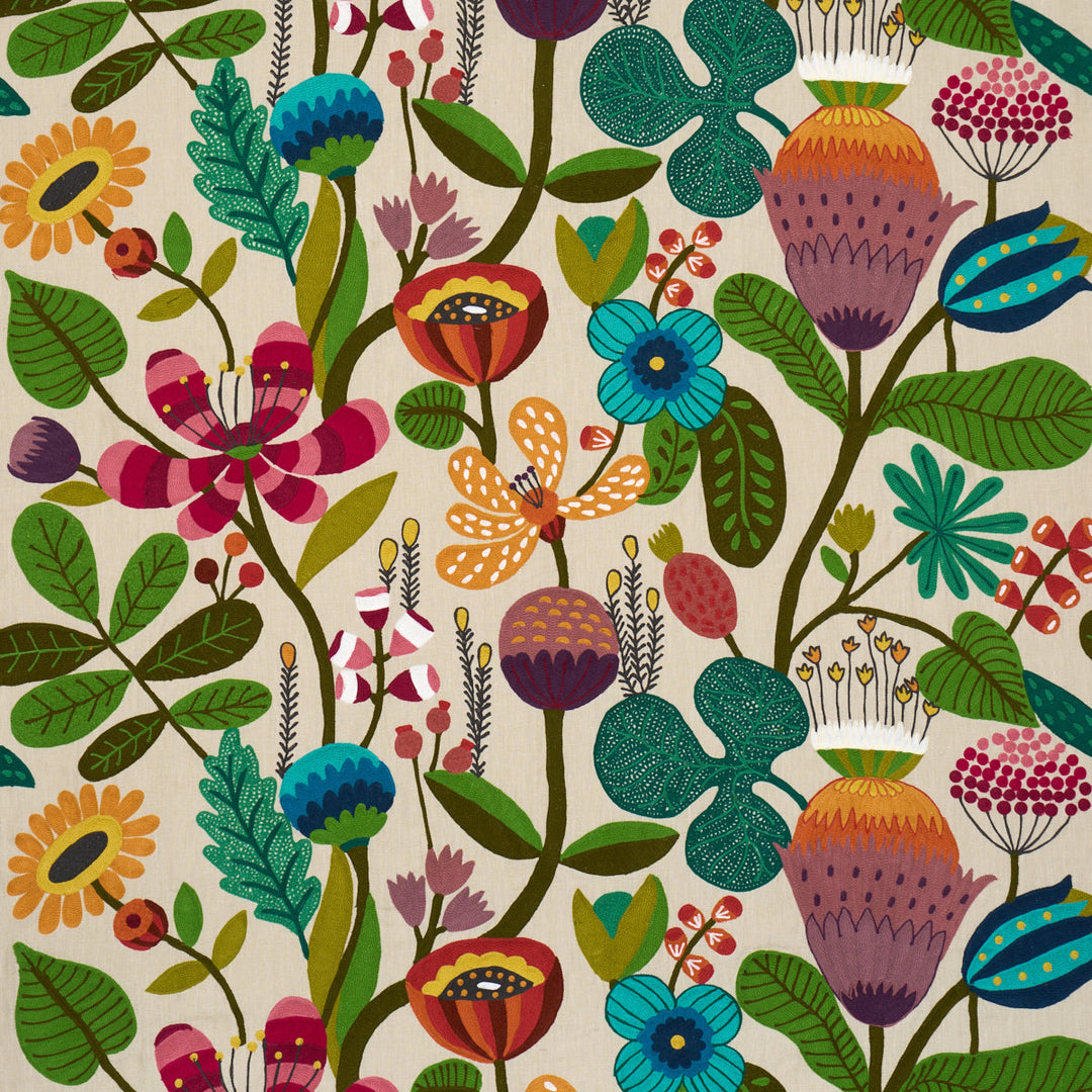 Modern Botanical Embroidery - Paradise by Schumacher Fabric