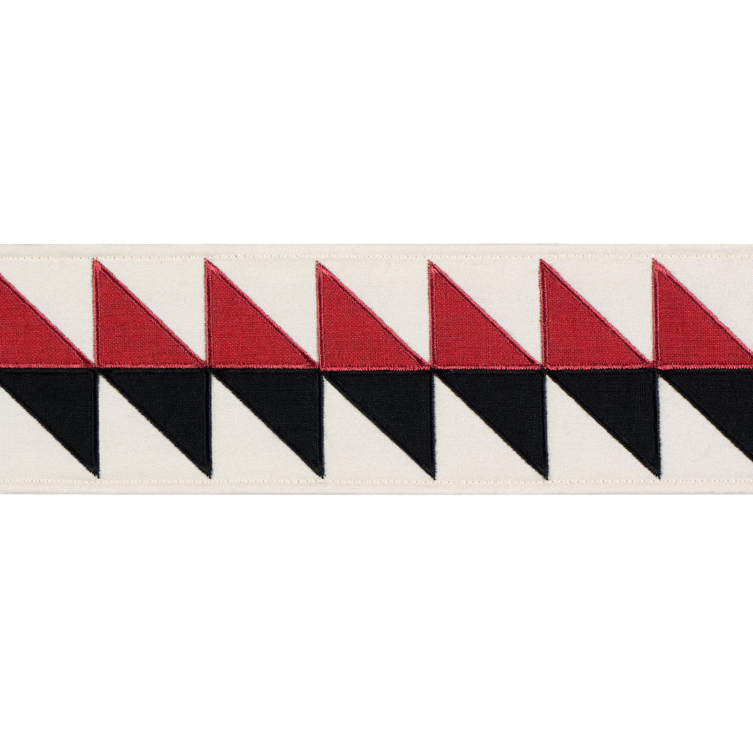 Quilted Diamond Tape - Black & Red by Schumacher Trim
