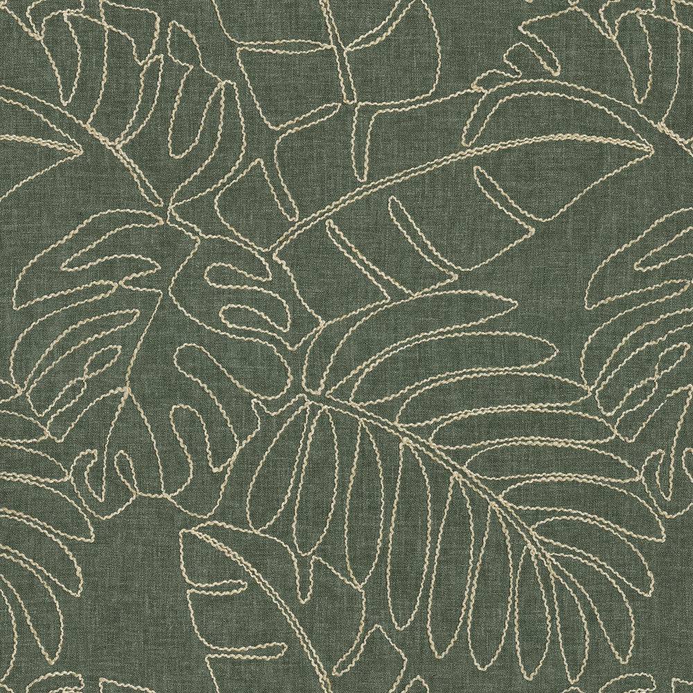 Monstera Emb. Juniper 880180 by TOMMY BAHAMA Designer Fabric - Base 55% cotton, 45% polyester / Emb. 50% rayon, 50% linen India 51000 Horizontal: 13.5 and Vertical: 15.5 55  - Swanky Fabrics -