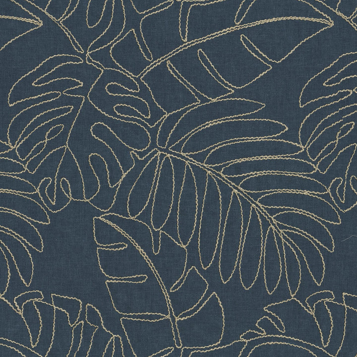Monstera Emb. Indigo 880181 by TOMMY BAHAMA Fabric - Base 55% cotton, 45% polyester / Emb. 50% rayon, 50% linen India 51000 Horizontal: 13.5 and Vertical: 15.5 55 - Fabric Carolina -