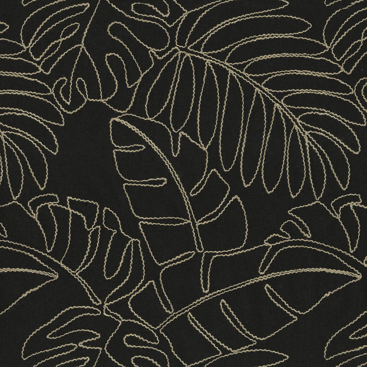 Monstera Emb. Ebony 880182 by TOMMY BAHAMA Designer Fabric - Base 55% cotton, 45% polyester / Emb. 50% rayon, 50% linen India 51000 Horizontal: 13.5 and Vertical: 15.5 55  - Swanky Fabrics -