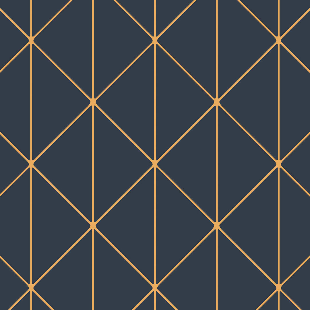 Diamonds - Navy And Gold by Schumacher Wallcovering