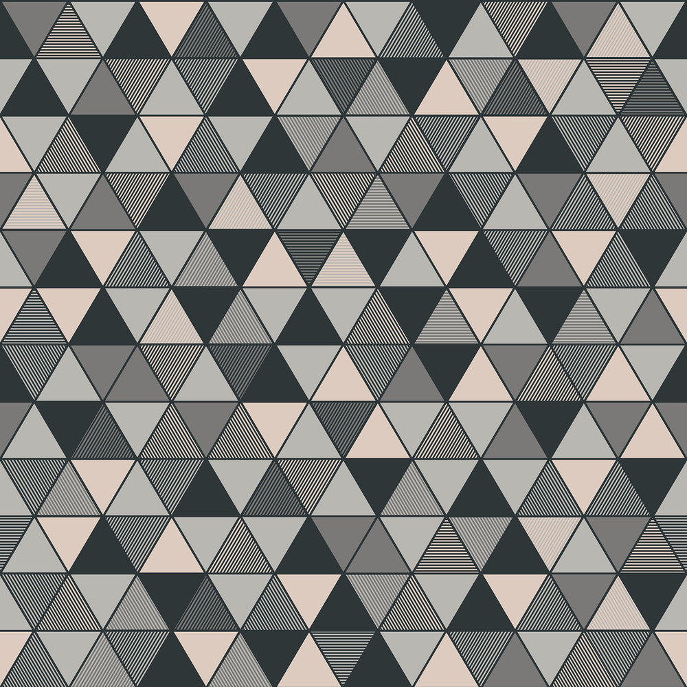 Triangular Grey Geometric Wallpaper by Engblad & Co Graphic World Covers about 57.8 square feet 21-in by 33-ft long roll Unpasted 21 - Fabric Carolina -