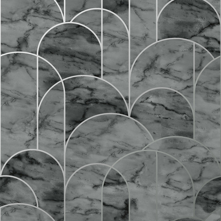 Arch Grey Geometric Wallpaper by Engblad & Co Graphic World Covers about 57.8 square feet 21-in by 33-ft long roll Unpasted 21 - Fabric Carolina -