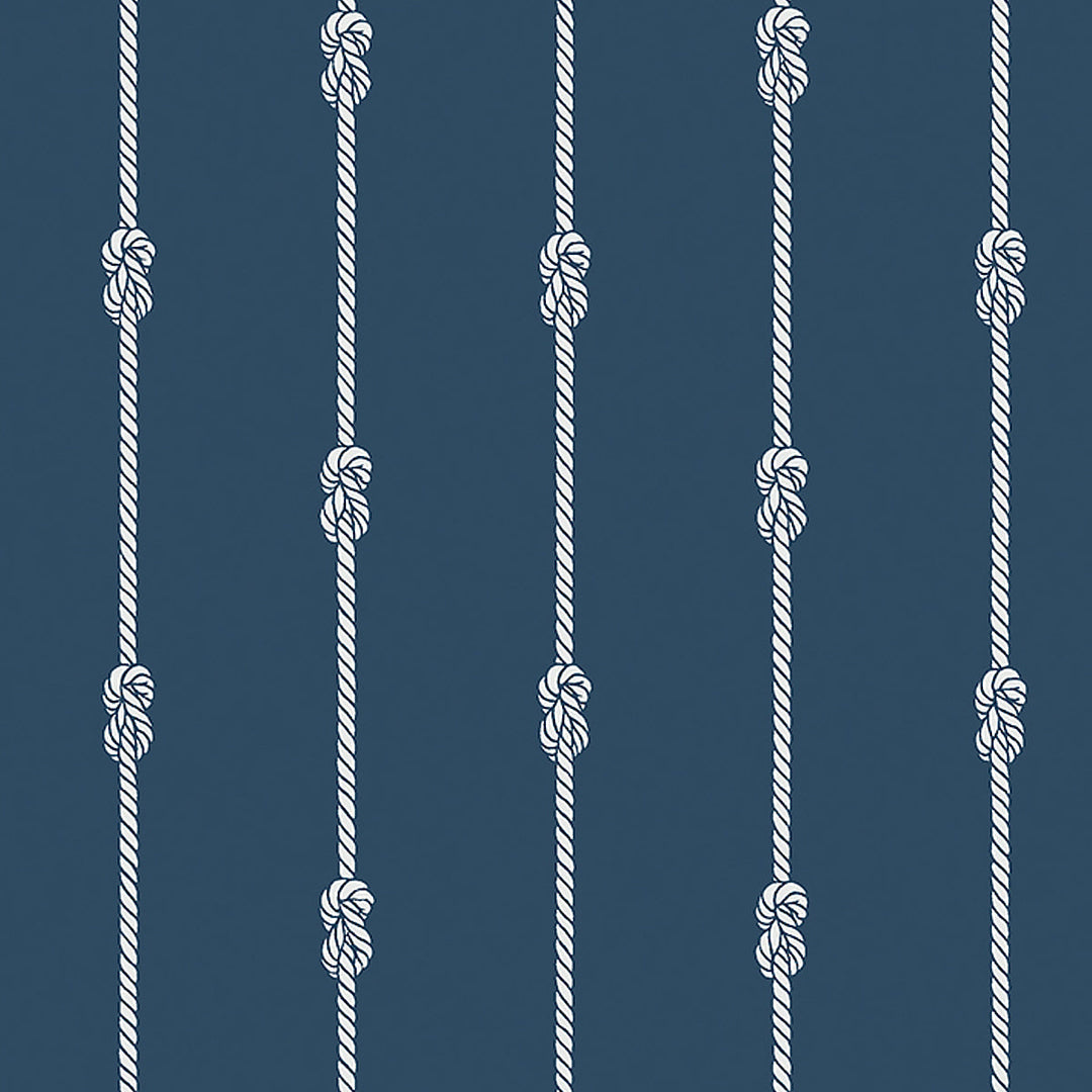 Knot Stripe - Navy by Schumacher Wallcovering
