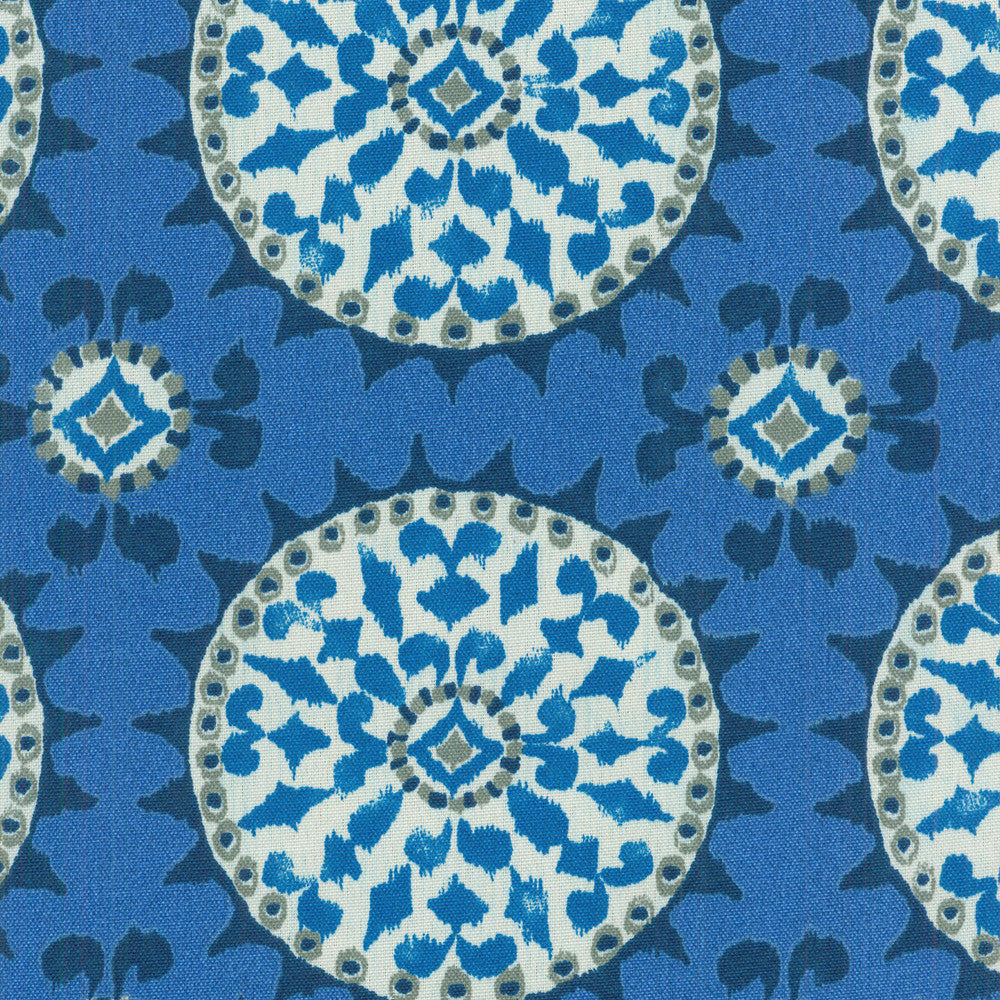 Johara Sapphire 900401 by Dena Designs Outdoor Fabric - 100% POLYESTER USA Horizontal: 13.5 and Vertical: 13.5 54 - Fabric Carolina -