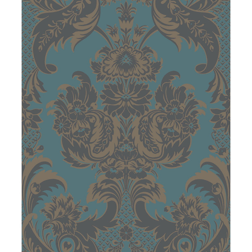 Wyndham Teal And Charcoal by Cole & Son Wallcovering COLE & SON ALBEMARLE PAPER - 100% United Kingdom Horizontal: and Vertical: 25.22 21 - Fabric Carolina -
