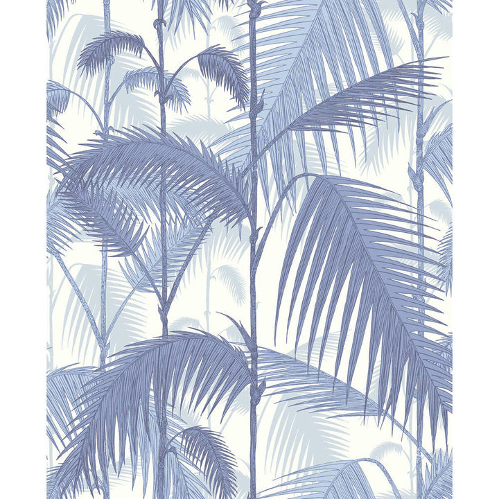 Palm Jungle Blues/ White by Cole & Son Designer Wallcovering CONTEMPORARY RESTYLED PAPER - 100% United Kingdom Horizontal: 20.5 and Vertical: 25 20.5 - Swanky Fabrics -
