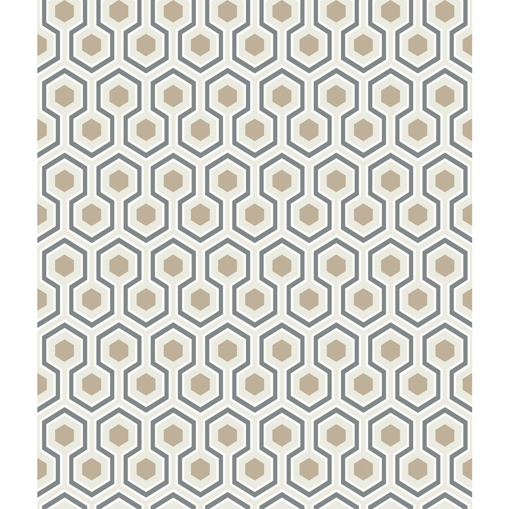 Hicks Hexagon Gilver/Wt/Bk by Cole & Son Wallcovering CONTEMPORARY RESTYLED PAPER - 100% United Kingdom Horizontal: 20.5 and Vertical: 4 20.5 - Fabric Carolina -