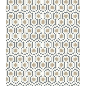 Hicks Hexagon Gilver/Wt/Bk by Cole & Son Wallcovering
