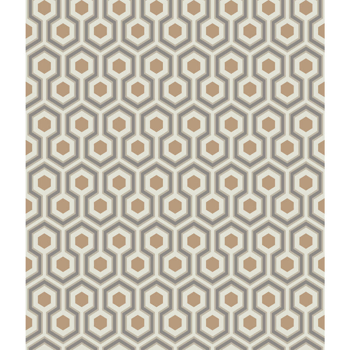 Hicks Hexagon Gold/Taupe by Cole & Son Designer Wallcovering CONTEMPORARY RESTYLED PAPER - 100% United Kingdom - Horizontal: 20.5 and Vertical: 4 20.5 - Swanky Fabrics -