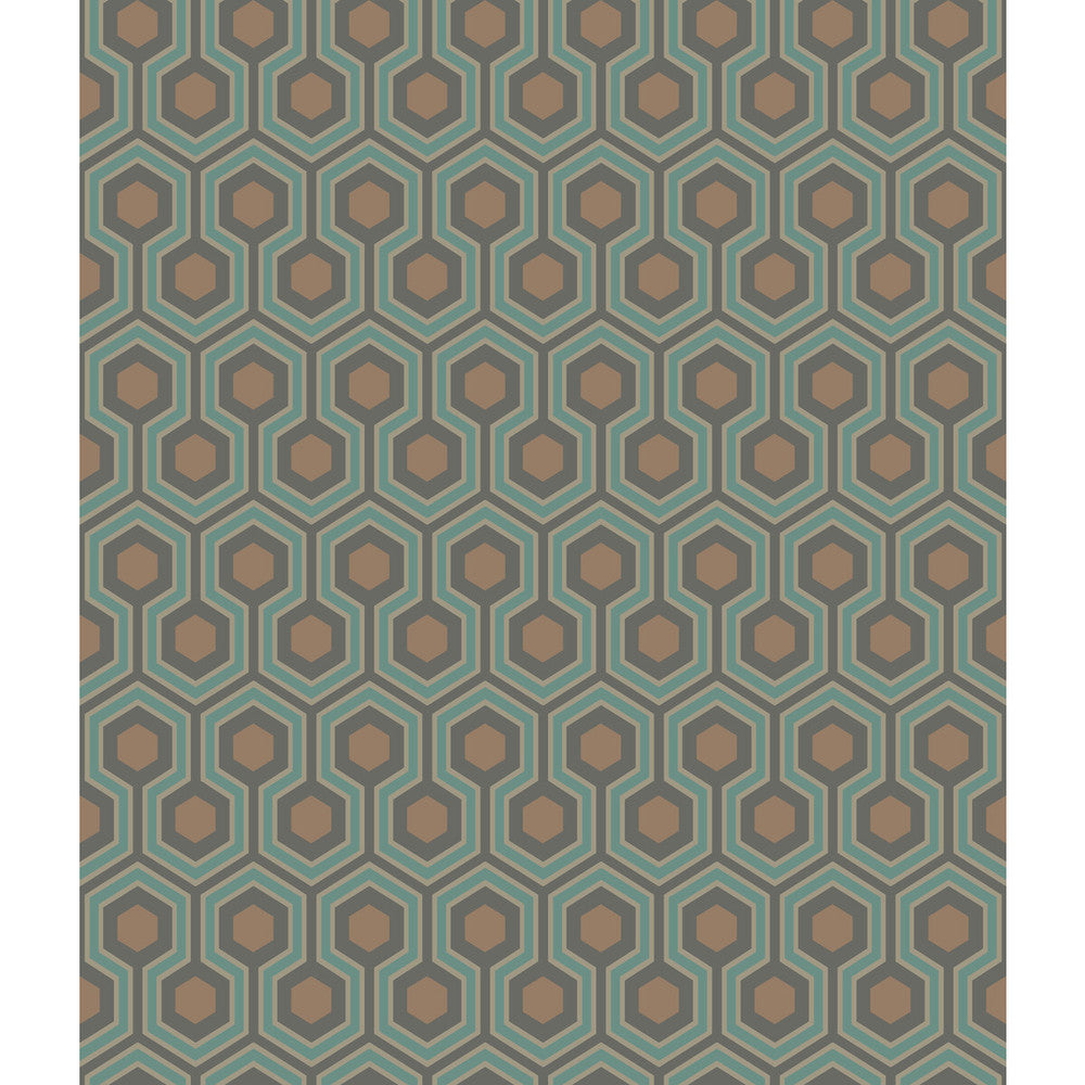 Hicks Hexagon Teal/Gold by Cole & Son Wallcovering Cole & Son Wallcovering Hicks Hexagon Teal/GoldWallcovering CONTEMPORARY RESTYLED PAPER - 100% United Kingdom </p><p>Repeat: H: 20.5, V: 4 20.5 - Fabric Carolina -