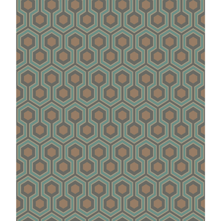 Hicks Hexagon Teal/Gold by Cole & Son Wallcovering CONTEMPORARY RESTYLED PAPER - 100% United Kingdom - Horizontal: 20.5 and Vertical: 4 20.5 - Fabric Carolina -