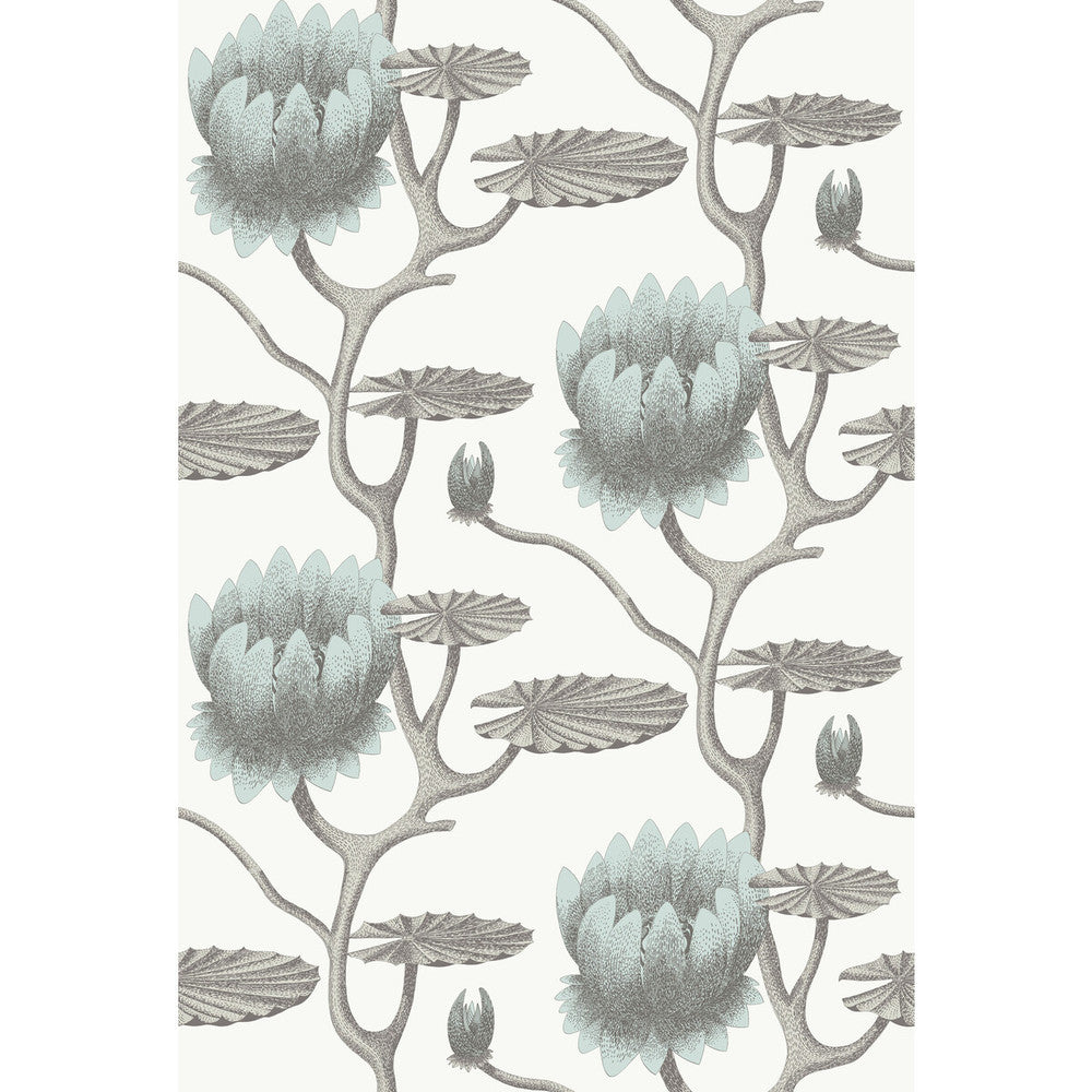 Summer Lily Aqua/White by Cole & Son Wallcovering CONTEMPORARY RESTYLED PAPER - 100% United Kingdom Horizontal: 27 and Vertical: 19.75 27 - Fabric Carolina -