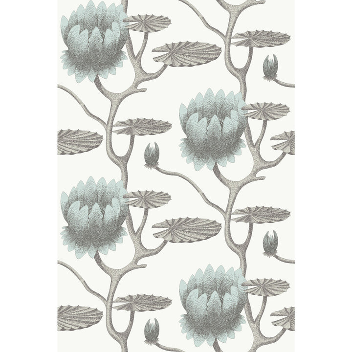 Summer Lily Aqua/White by Cole & Son Wallcovering CONTEMPORARY RESTYLED PAPER - 100% United Kingdom Horizontal: 27 and Vertical: 19.75 27 - Fabric Carolina -