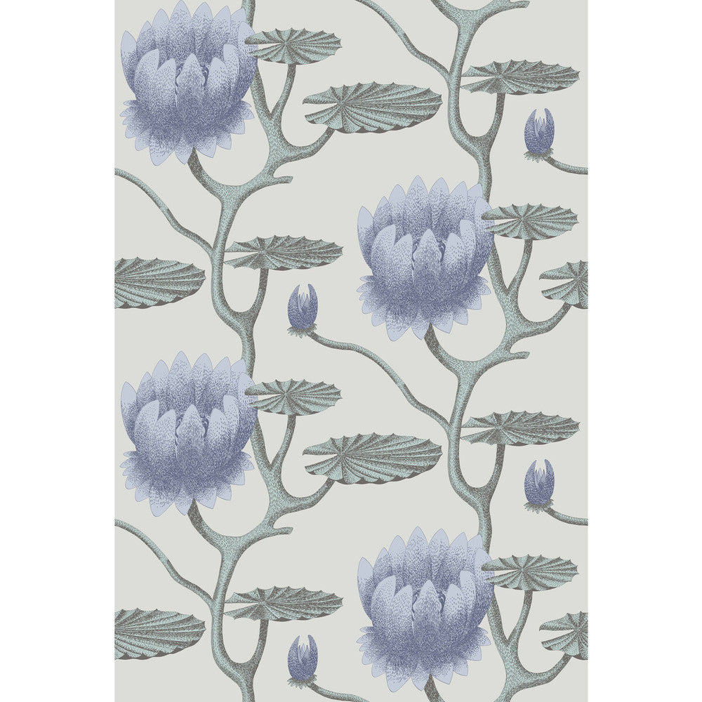 Summer Lily Blu/Aq/Pearl by Cole & Son Designer Wallcovering CONTEMPORARY RESTYLED PAPER - 100% United Kingdom Horizontal: 27 and Vertical: 19.75 27 - Swanky Fabrics -