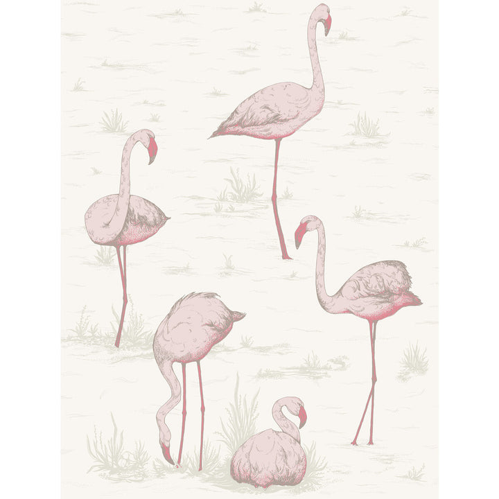 Flamingos Pink/White by Cole & Son Wallcovering CONTEMPORARY RESTYLED PAPER - 100% United Kingdom Horizontal: 21 and Vertical: 27.5 21 - Fabric Carolina -