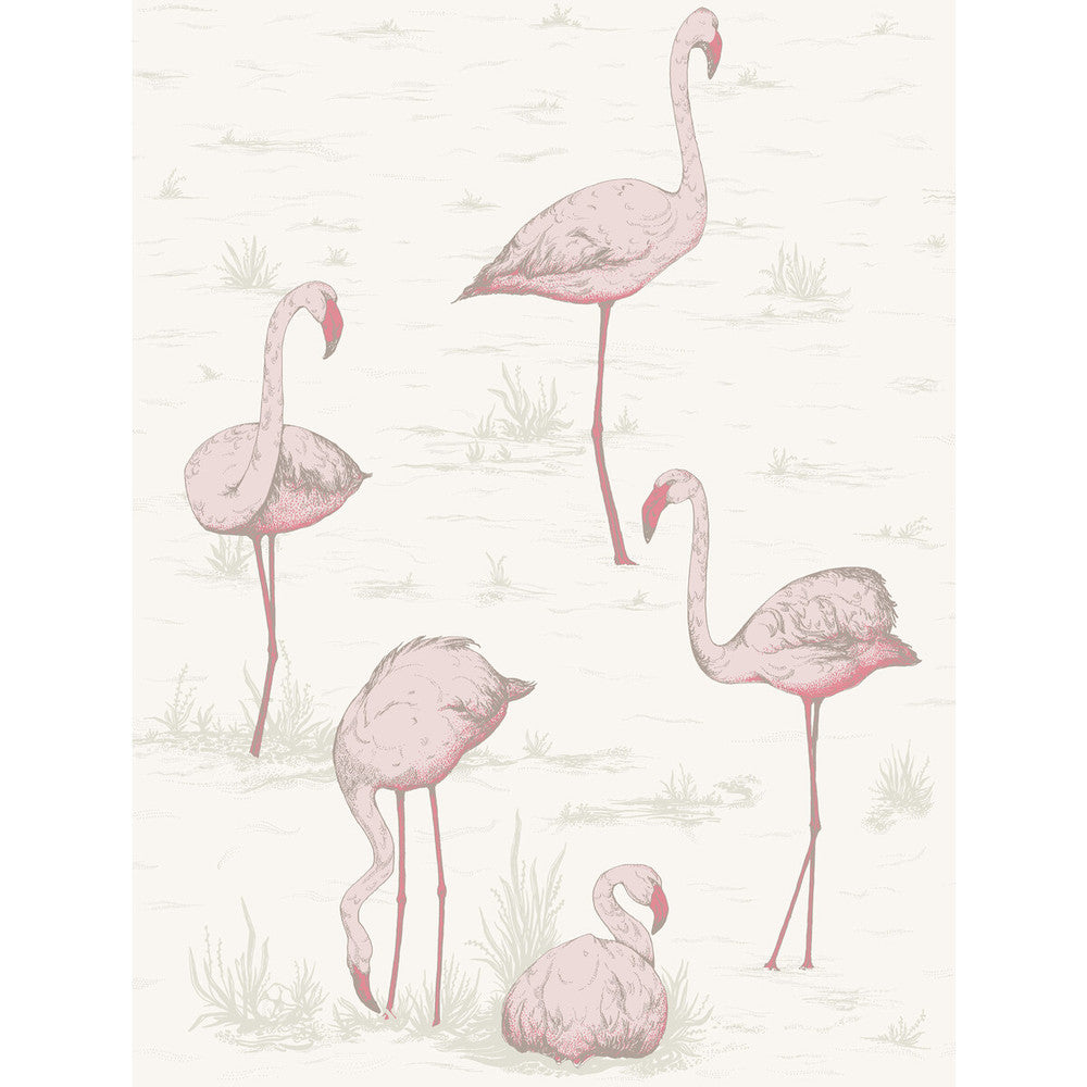 Flamingos Pink/White by Cole & Son Designer Wallcovering CONTEMPORARY RESTYLED PAPER - 100% United Kingdom Horizontal: 21 and Vertical: 27.5 21 - Swanky Fabrics -