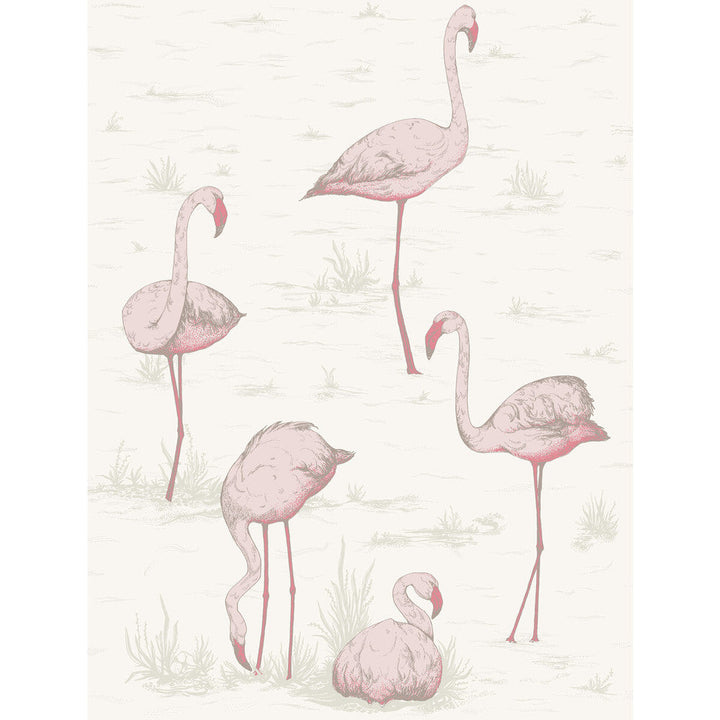 Flamingos Pink/White by Cole & Son Designer Wallcovering CONTEMPORARY RESTYLED PAPER - 100% United Kingdom Horizontal: 21 and Vertical: 27.5 21 - Swanky Fabrics -