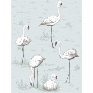 Flamingos Charcoal/Aqua by Cole & Son Wallpaper