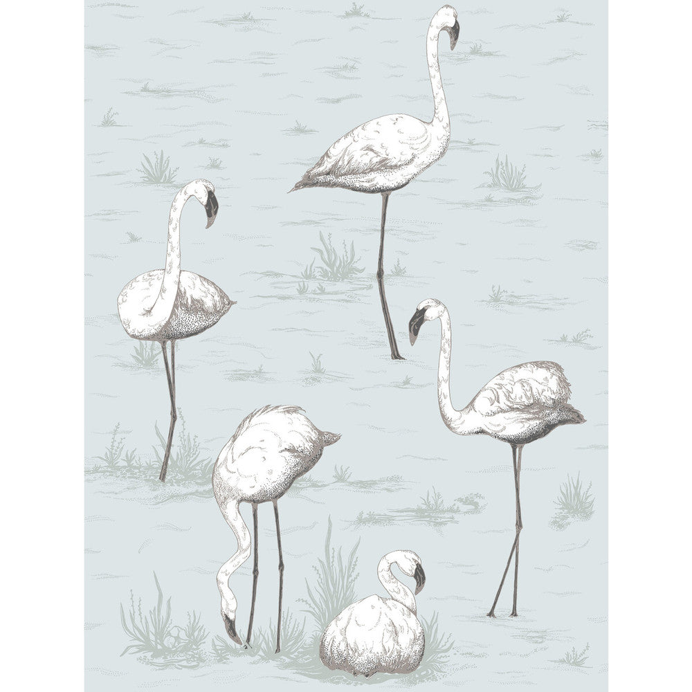 Flamingos Charcoal/Aqua by Cole & Son Wallcovering CONTEMPORARY RESTYLED PAPER - 100% United Kingdom Horizontal: 21 and Vertical: 27.5 21 - Fabric Carolina -