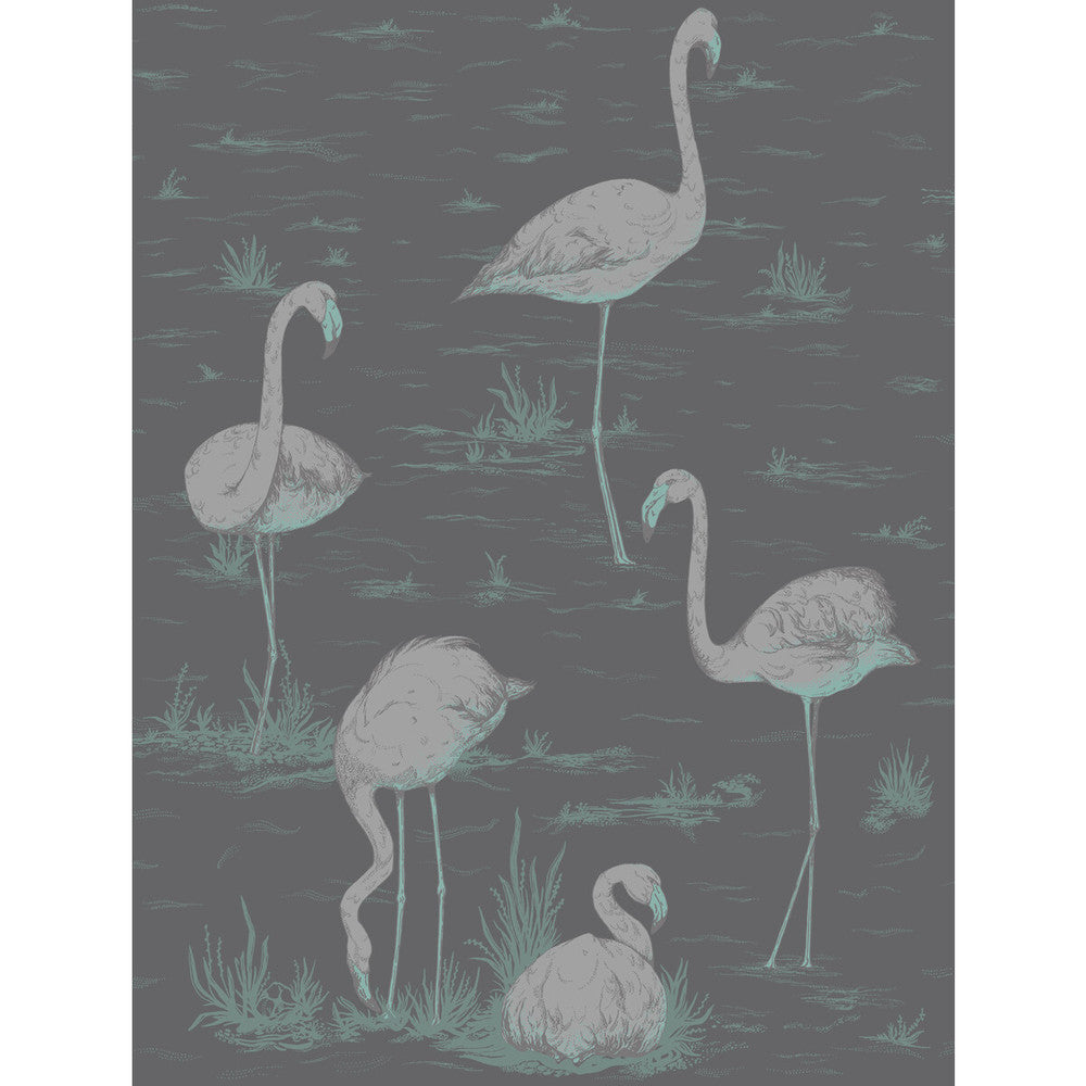 Flamingos Teal/Slvr/Bk by Cole & Son Wallcovering Cole & Son Wallcovering Flamingos Teal/Slvr/BkWallcovering CONTEMPORARY RESTYLED PAPER - 100% United Kingdom </p><p>Repeat: H: 21, V: 27.5 21 - Fabric Carolina -