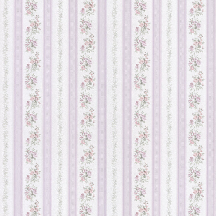 Loretta Lavender Leaf Stripe Wallpaper by Mirage Satin Rose Covers about 56.4 square feet 20.5-in by 33-ft long roll Prepasted 3.4 - Fabric Carolina -