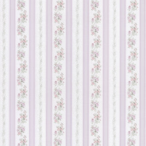 Loretta Lavender Leaf Stripe Wallpaper by Mirage