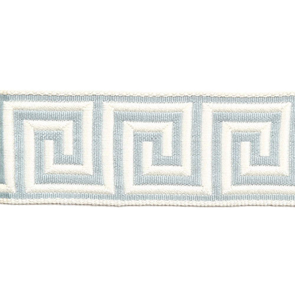 Hellenic Key Jacquard Tape Mist by Europatex Fabric Hellenic 62% Fibranne, 38% Rayon 2.00 inches - Fabric Carolina -